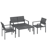 4pc Garden Furniture Set for All-Weather Outdoor Relaxing with Loveseat Coffee Table and Chairs Outsunny