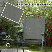 Set of 2 Folding Garden Chairs with Breathable Mesh Seats for Outdoor Use Dark Grey AOSOM