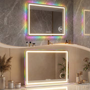 Vanity Mirror with Adjustable LED Lights and Bluetooth Speaker for Makeup and Hair White AOSOM