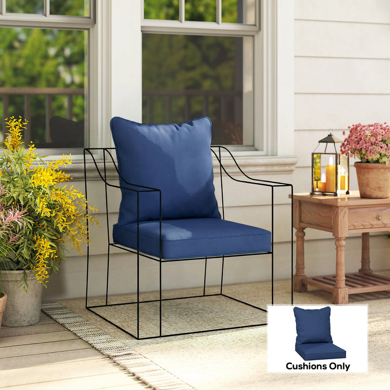 Outdoor Chair Cushion Set with Thick Padding and Washable Covers Dark Blue