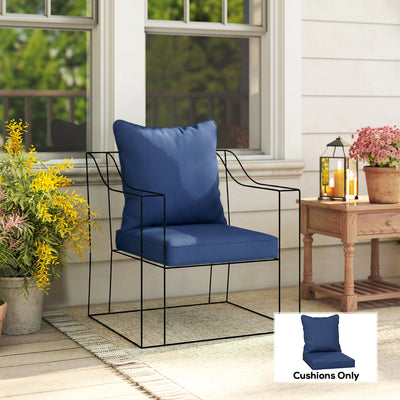Outdoor Chair Cushion Set with Thick Padding and Washable Covers Dark Blue Outsunny