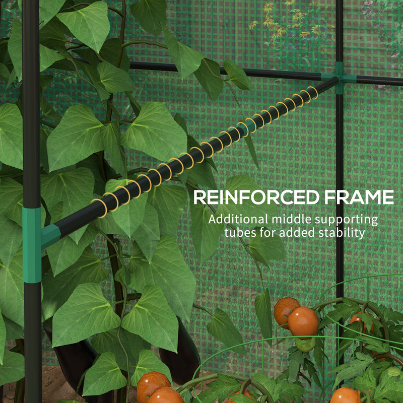 Walk In Garden Greenhouse With Roll Up Door And Mesh Windows For Plant Growth Green