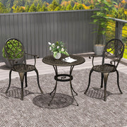 Three Piece Aluminium Garden Bistro Set Bronze Finish Weather Resistant by Outsunny