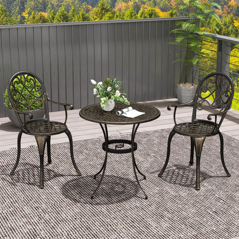 Three Piece Aluminium Garden Bistro Set Bronze Finish Weather Resistant by Outsunny