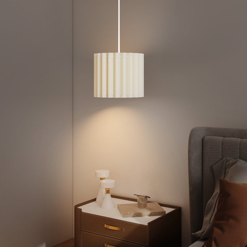 White Linen Wave Pendant Light Shade E27 Ceiling Lamp for Living Room Bedroom by HOMCOM