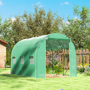Large Steel Frame Polytunnel Greenhouse With Roll Up Door For Garden Growing Green AOSOM