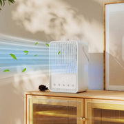 Desk Fan and Humidifier for Cool and Comfortable Home Office or Bedroom White AOSOM