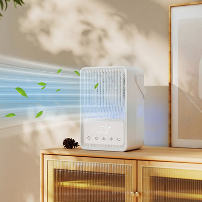 Desk Fan and Humidifier for Cool and Comfortable Home Office or Bedroom White AOSOM