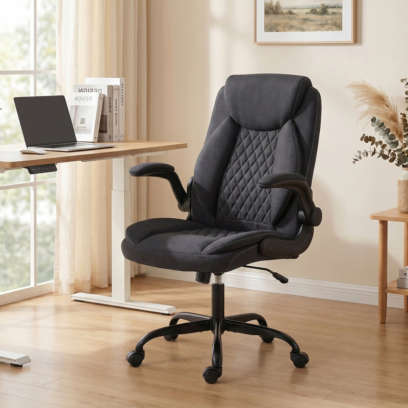 Office Chair with Flip Up Armrests for Space Saving Home Office Comfort