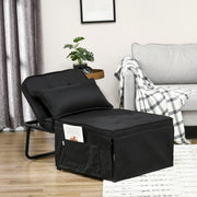 Folding Sleeper Chair Bed with Adjustable Backrest and Side Pockets for Lounge Use Black