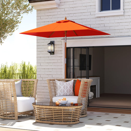 Orange Wooden Garden Parasol with Crank Handle for Outdoor Shade by Outsunny