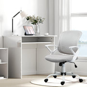 Home Office Chair and Computer Desk Set With Storage Shelf for Study or Work, White and Grey