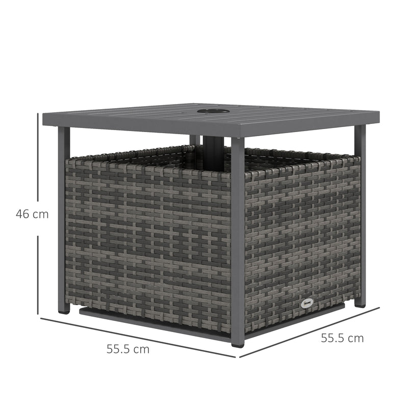 Outsunny Outdoor Rattan Wicker Coffee Table w/ Umbrella Hole Suitable for Garden Garden AOSOM