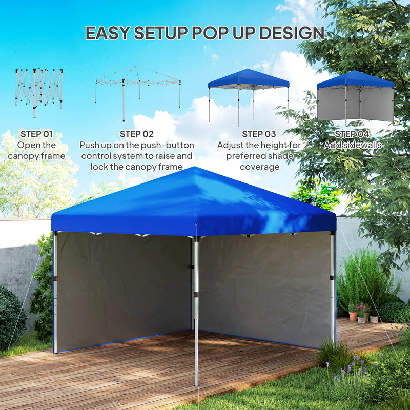 Blue 3 x 3m Pop Up Gazebo with Sidewalls Leg Weights and Wheeled Bag UPF 30+ by Outsunny