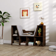 Bookcase Storage Shelf with Cushioned Reading Seat Cube Organiser Chestnut by HOMCOM