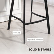 Set of 2 PU Leather Bar Stools with Backrest and Footrest for Kitchen or Breakfast Bar Grey