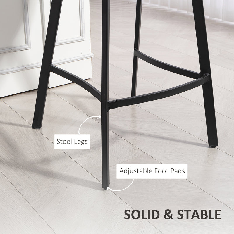 Set of 2 PU Leather Bar Stools with Backrest and Footrest for Kitchen or Breakfast Bar Grey