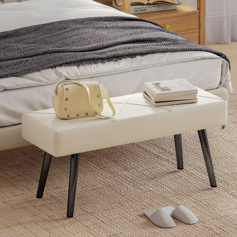 Bedroom Storage Bench with Padded Velvet Seat for Extra Seating and Organisation Cream