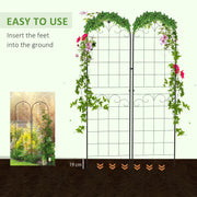 Set of 2 Metal Garden Trellis Panels with Floral Design for Climbing Plant Support