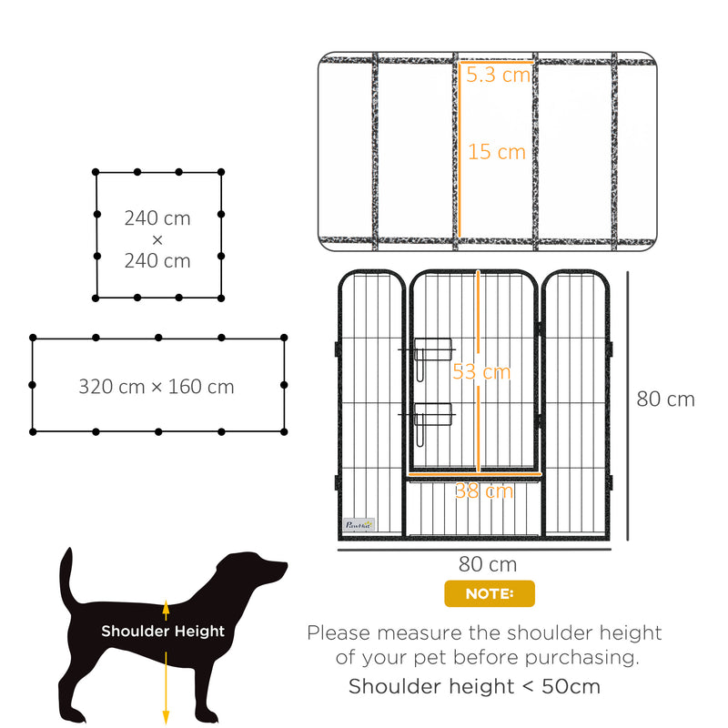 Silver 12 Panel Heavy Duty Puppy Playpen for Small Dogs Indoor and Outdoor Use by PawHut