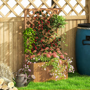 Wooden Planter with Trellis Raised Garden Bed with Liner for Vegetables and Flowers by Outsunny