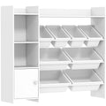 Kids Toy Storage Unit with 8 Removable Bins and Shelves Ideal for Playroom Organisation White AOSOM
