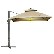 Khaki 3 x 3m Aluminium Square Sun Canopy with Adjustable Tilt Poles by Outsunny