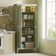 Tall Kitchen Pantry Cupboard with Motion Sensor LED Light for Storage Organisation Green