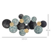 3D Metal Wall Art Sculpture for Living Room or Bedroom Adds Modern Style Blue, Black and Gold