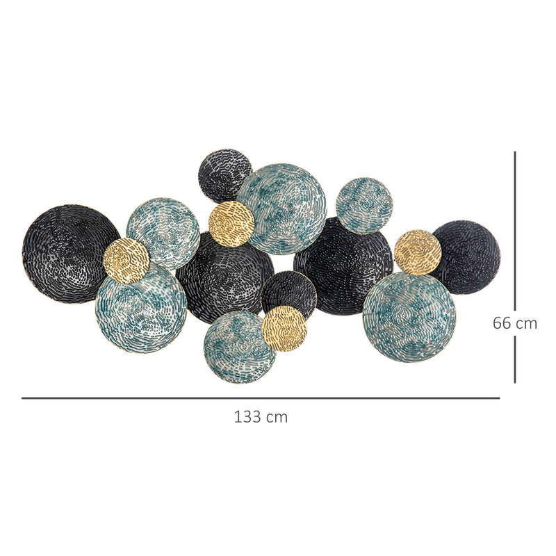 3D Metal Wall Art Sculpture for Living Room or Bedroom Adds Modern Style Blue, Black and Gold