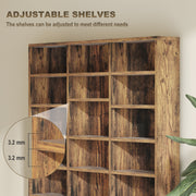 Tall CD Storage Cabinet with Adjustable Shelves Ideal for Home Organisation Rustic Brown
