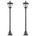 Set of 2 1.6M Solar Post Lights Dimmable LED Lanterns for Garden Pathway by Outsunny