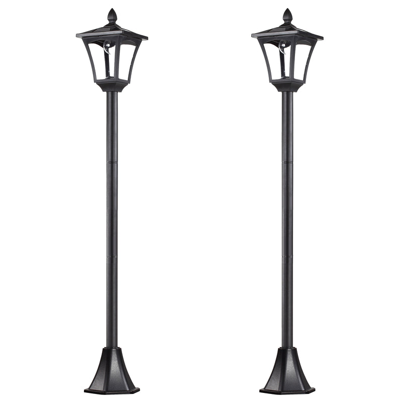 Set of 2 1.6M Solar Post Lights Dimmable LED Lanterns for Garden Pathway by Outsunny