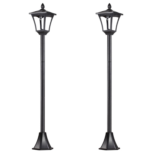 Set of 2 1.6M Solar Post Lights Dimmable LED Lanterns for Garden Pathway by Outsunny
