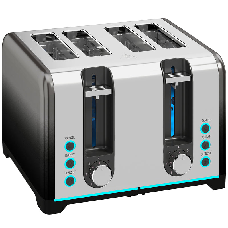 4 Slice Toaster for Quick Family Breakfasts with Wide Slots and Easy Clean Black