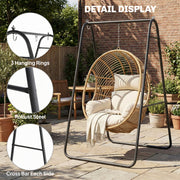 Hammock Chair Stand for Indoor or Outdoor Relaxation with Weather Resistant Steel Frame Black AOSOM