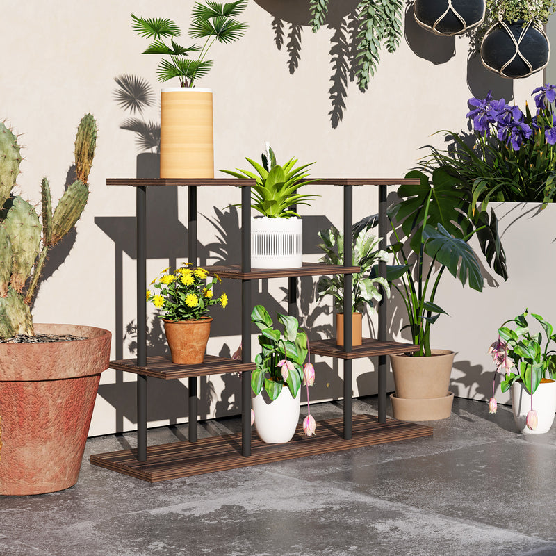 Four Tier Wooden Shelf Plant Stand for Indoor and Outdoor Display by Outsunny