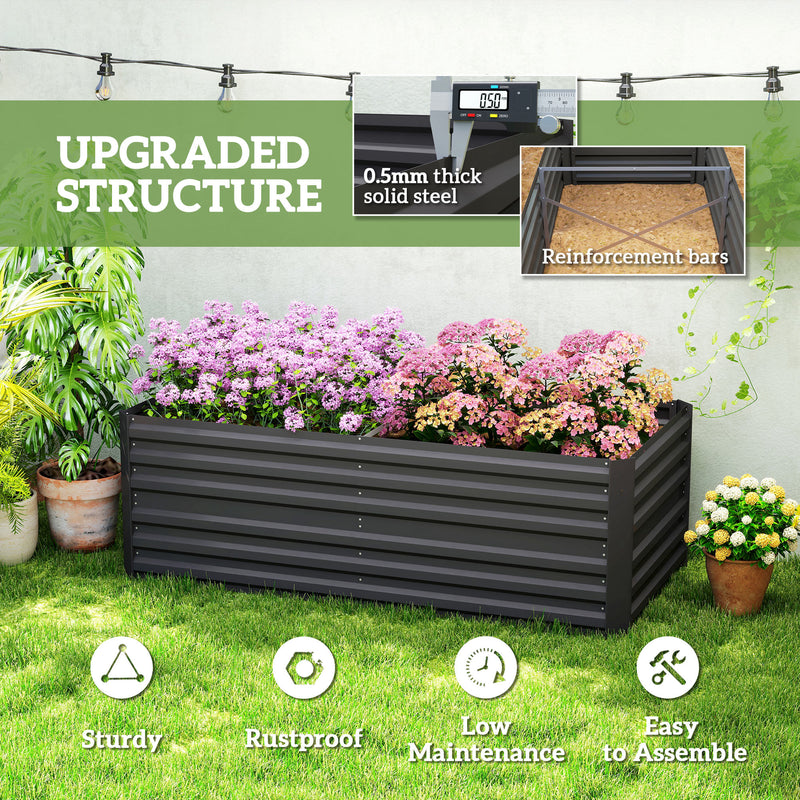 Large Raised Garden Bed With Reinforced Steel Frame For Vegetables And Flowers Black