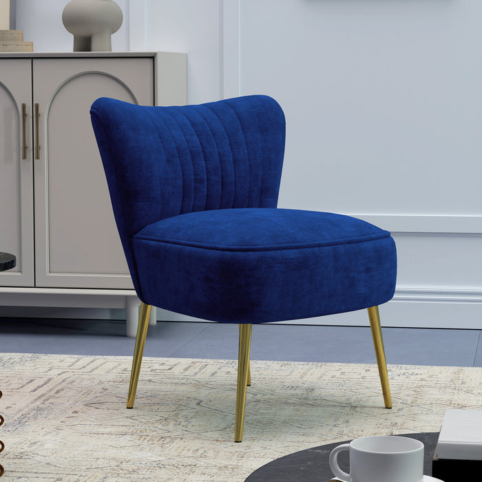 Dark Blue Velvet Feel Tub Accent Chair Stylish and Comfortable Seating by HOMCOM