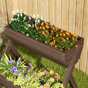 3 Tier Wooden Raised Garden Bed 66L for Flowers Vegetables and Herbs by Outsunny