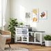 Wooden Rabbit Hutch with Run 2 Tier Guinea Pig Cage on Wheels 3 Trays 2 Openable Tops by PawHut