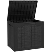 93L Waterproof Garden Storage Box With Handles For Outdoor Use Plastic Container Black AOSOM