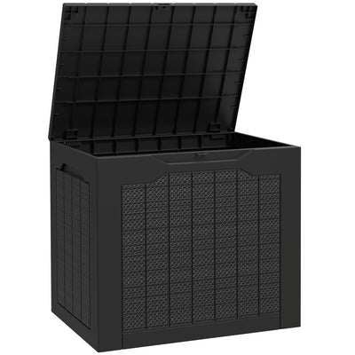 93L Waterproof Garden Storage Box With Handles For Outdoor Use Plastic Container Black AOSOM