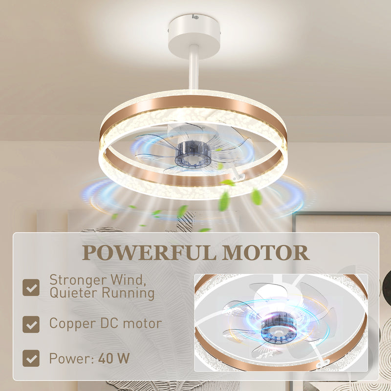 Gold Ceiling Fan with LED Light and Remote Control Ideal for Living Rooms