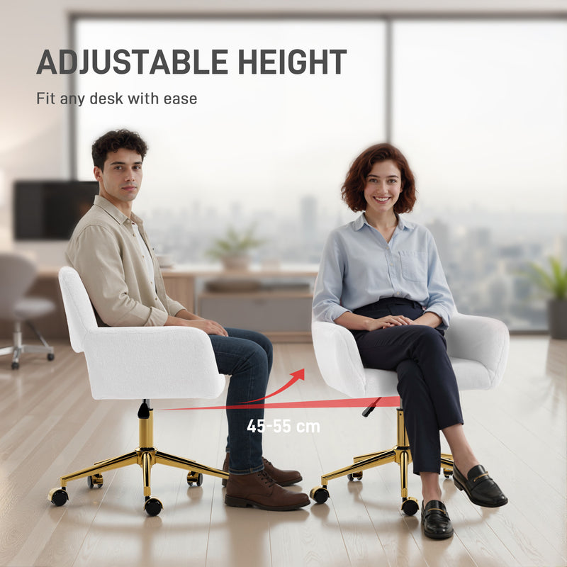 Office Chair with Soft Faux Fur and Adjustable Height for Comfortable Home Working