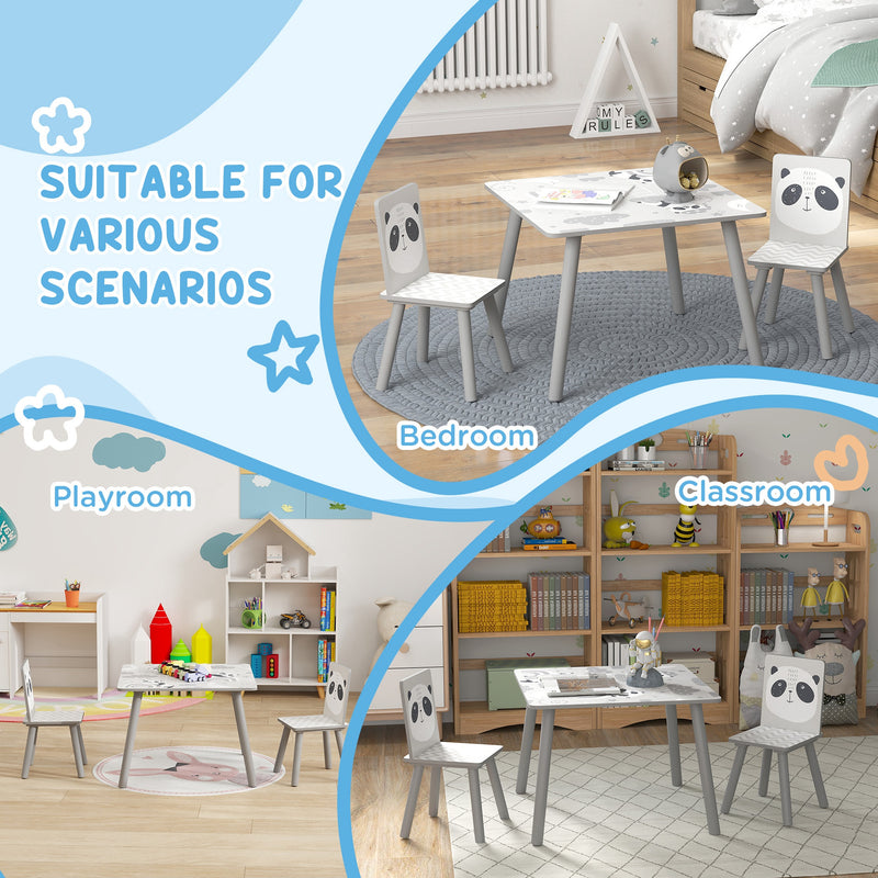 Grey Kids Table and Chair Set with 2 Chairs for Ages 3-8 Years by ZONEKIZ