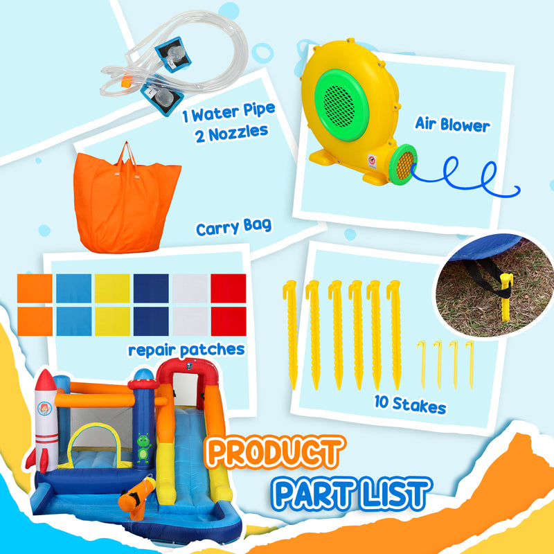 5 in 1 Kids Bouncy Castle with Water Slide Splash Pool and Blower by Outsunny AOSOM