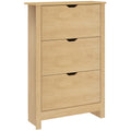 Slim Wooden Shoe Cabinet with 3 Drawers and Adjustable Shelves for 18 Pairs by HOMCOM