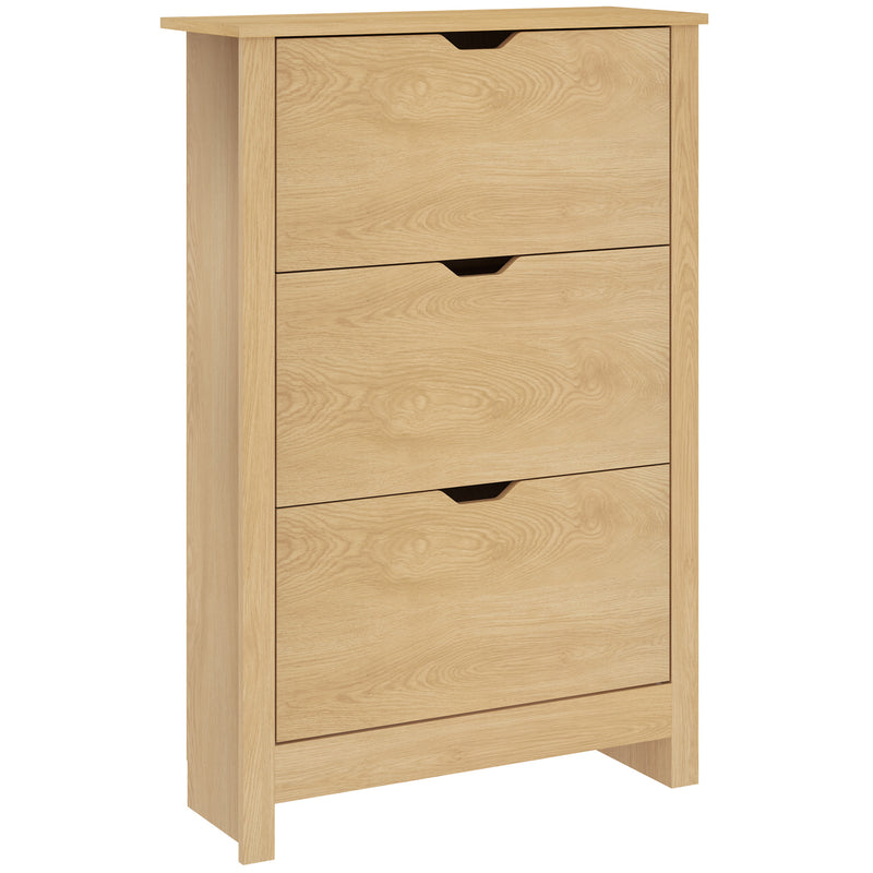 Slim Wooden Shoe Cabinet with 3 Drawers and Adjustable Shelves for 18 Pairs by HOMCOM