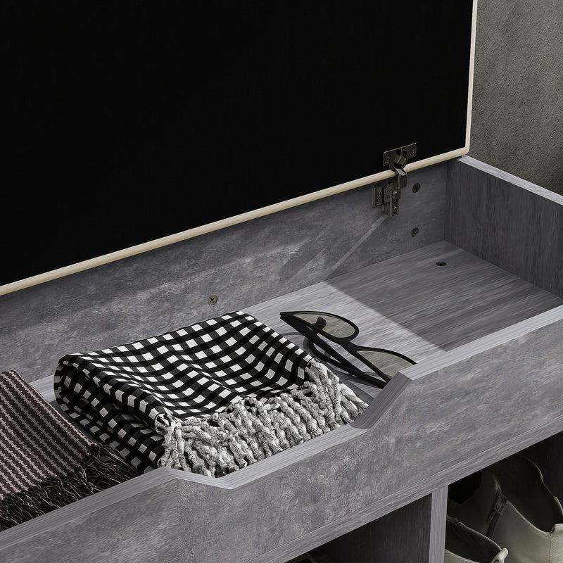 Grey Entryway Shoe Storage Bench With Padded Seat and Hidden Compartment by HOMCOM